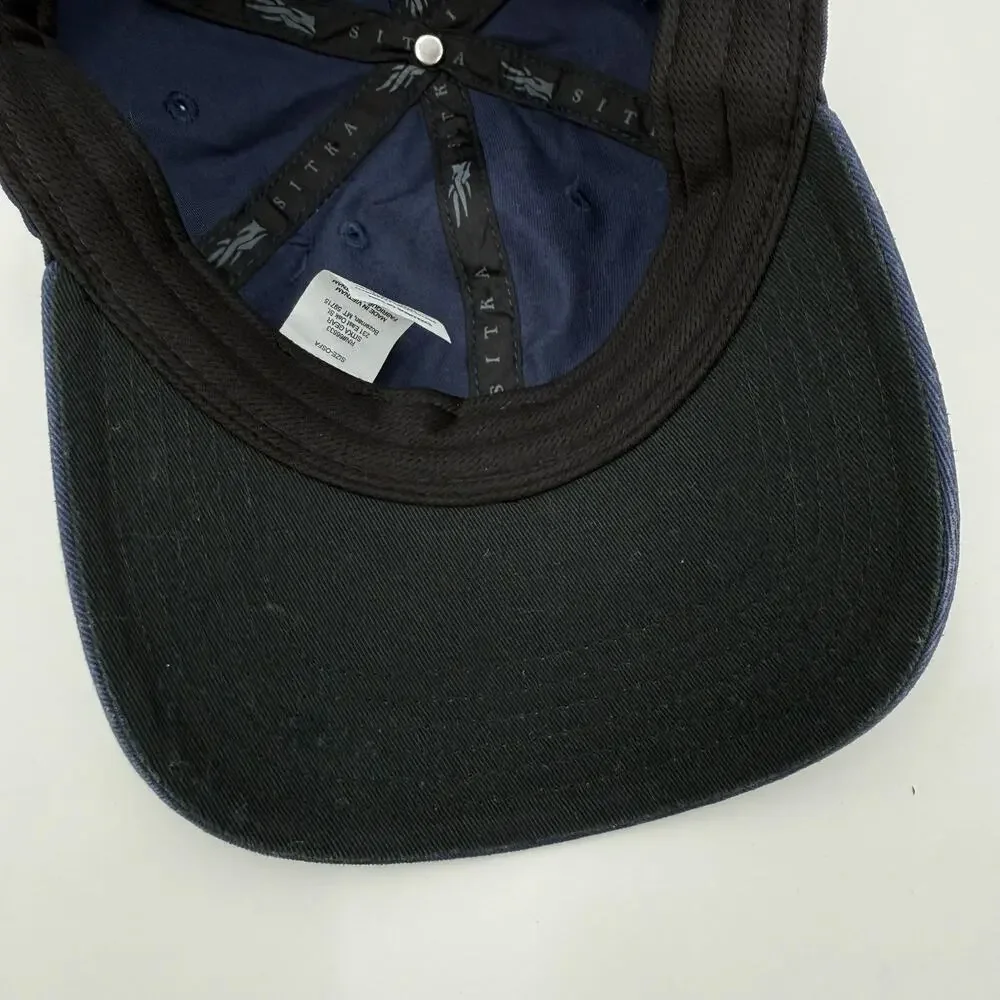 Sitka Hat Cap Gear Badge Icon Lo Pro Profile Fit Strapback Navy Blue 100% Cotton